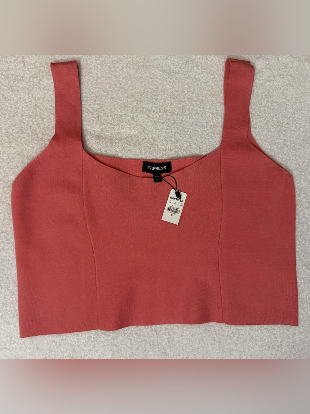 NWT Express Structured Square Neck Knit Crop Tank Layer Fitted Day-To-Night
